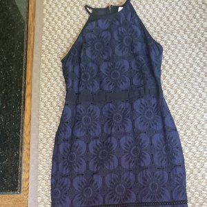 Banana Republic Navy and Black Lace Detail Dress